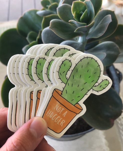 Not A Hugger Cactus Sticker