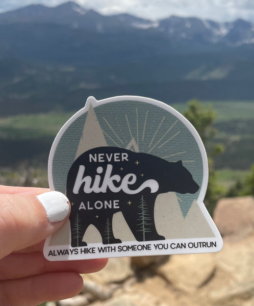 Never Hike Alone Bear Sticker
