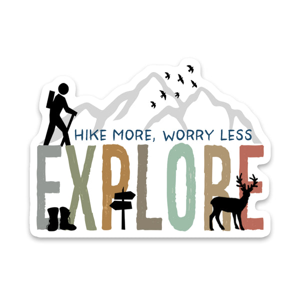 Hike More Worry Less Sticker