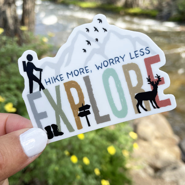Hike More Worry Less Sticker