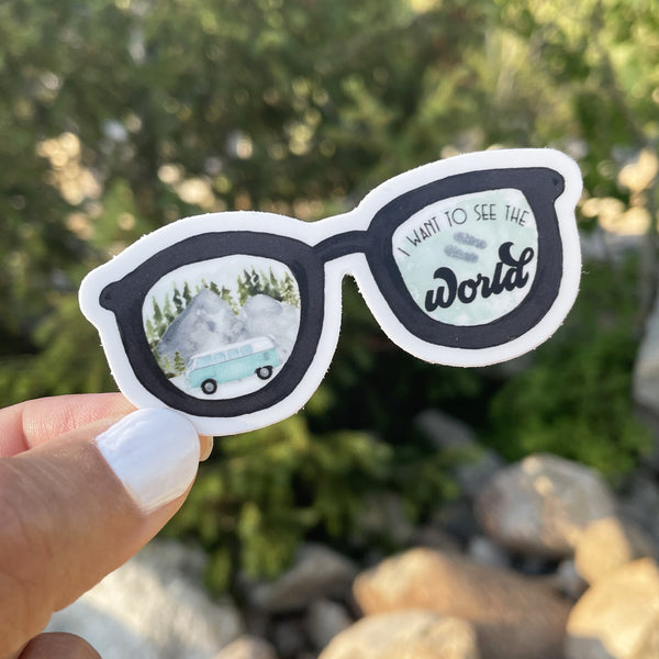 Glasses I Want To See The World Sticker