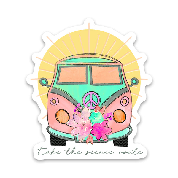 Pink Van Take The Scenic Route Sticker