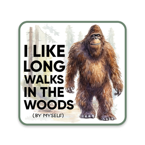 Bigfoot I Like Long Walks In The Woods Alone Sticker
