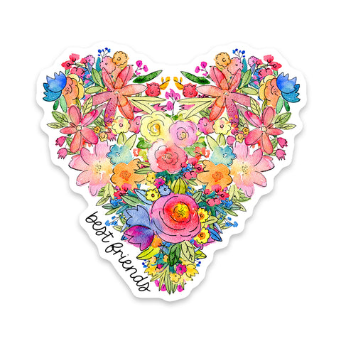 Best Friend Flower Heart Sticker