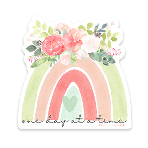 One Day At A Time Boho Rainbow Sticker