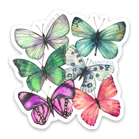 Butterfly Six Change Is Beautiful Sticker