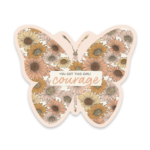 Courage flower butterfly sticker