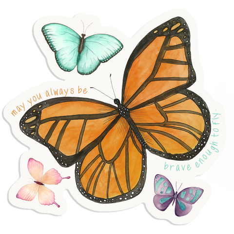 Orange Butterfly Brave Enough To Change Sticker