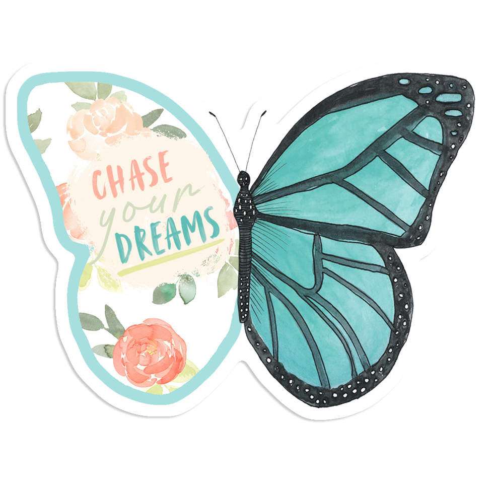 Blue Butterfly Chase Your Deams Sticker